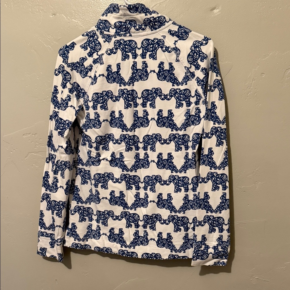 Lilly Pulitzer Blue and White Elephant Print Quarter Button up Jacket Small - Picture 7 of 9
